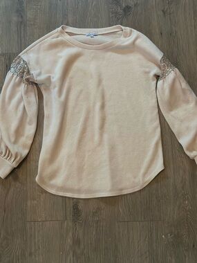Embellished Sleeve cream sweater